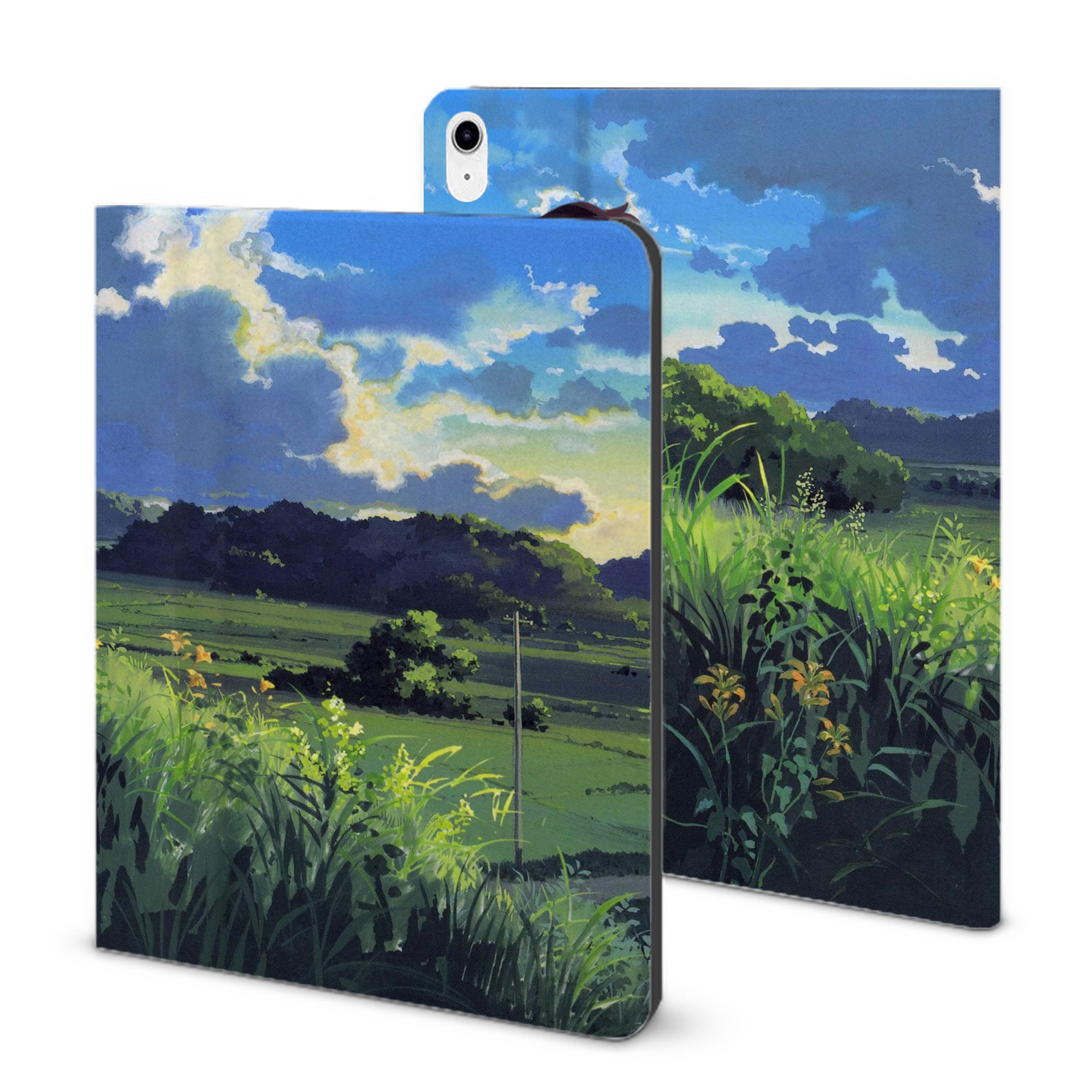 （画像用） となりのトトロ 草壁メイ 草壁サツキ My Neighbor Totoro Satsuki Kusakabe Mei Kusakabe IPad ケース ブック型 PUレザー TPU 耐衝撃 軽量 薄型 ペン収納なし 全面保護 IPad 各モデル対応